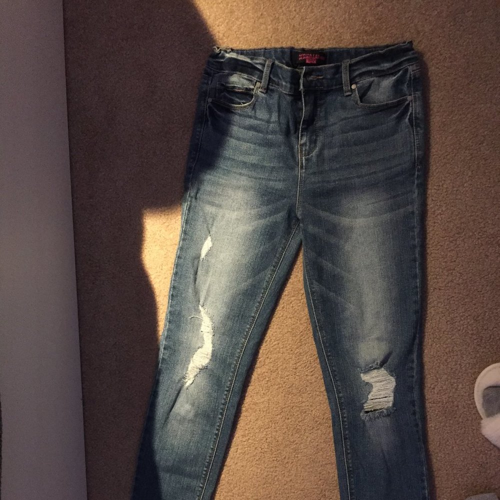medium/dark wash skinny jeans